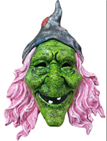 מסכה מכשפה איכותית מחומר גומי רך על כארד תלייה / 2יחידות במארז