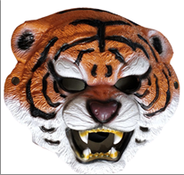 מסכה נמר איכותית מחומר גומי רך על כארד תלייה / 2יחידות במארז