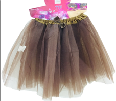 חצאית טוטו 3 שכבות 40 ס"מ חום עם כארד וקולב  / 6 יחידות במארז