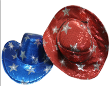 כובע כאובוי פאייטים כוכבים / 6 יחידות המארז