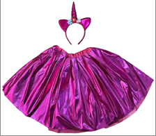 סט חד קרן ורוד כולל קשת וחצאית 2 שכבות מבריקה 40 ס"מ / 6 יחידות במארז