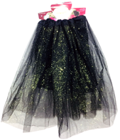 חצאית טוטו נצנצים מפוארת  3 שכבות 70 ס"מ שחור עם כארד וקולב  / 6 יחידות במארז