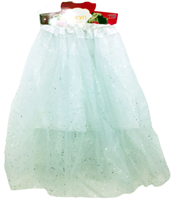 חצאית טוטו נצנצים מפוארת  3 שכבות 70 ס"מ לבן עם כארד וקולב  / 6 יחידות במארז