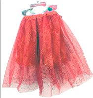 חצאית טוטו נצנצים מפוארת  3 שכבות 70 ס"מ אדום עם כארד וקולב  / 6 יחידות במארז