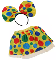 סט ליצן חצאית 40 ס"מ וקשת על כארד/ ארוז בשקית PVC עם כארד  / 6 יחידות במארז