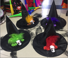 כובע מכשפה גולגולת מיקס צבעים / 6 יחידות במארז