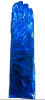 זוג כפפות ארוכות 38 ס"מ חלקות כחול  לייקרה בשקית PVC עם כארד/ ארוז 6 י'ח במארז