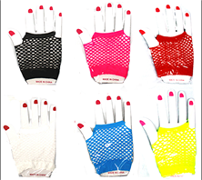 זוג כפפות רשת קצר מיקס 6 צבעים בשקית PVC עם כארד ארוז 6 יחידות במארז