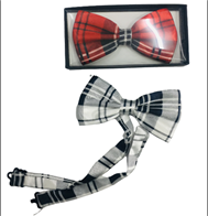 פפיון איכותי חנון משובץ  אדום שחור בקופסא מעוצבת 6 יחידות במארז