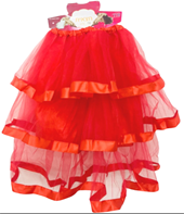 חצאית מלמלה 70 ס"מ לוקס פסים 3 שכבות אדום