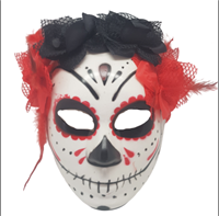 מסכה שלד עם פרחים בשקית PVC עם כארד/ 6 יחידות במארז