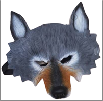 מסכה זאב איכותית מחומר גומי רך על כארד תלייה / 2יחידות במארז