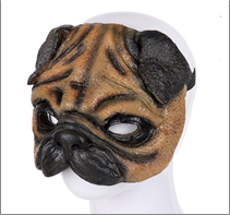 מסכה כלב בולדוג איכותית מחומר גומי רך על כארד תלייה / 2יחידות במארז