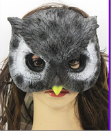 מסכה ינשוף איכותית מחומר גומי רך על כארד תלייה / 2יחידות במארז