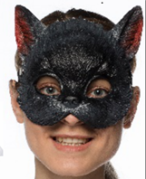 מסכה חתול איכותית מחומר גומי רך על כארד תלייה / 2יחידות במארז