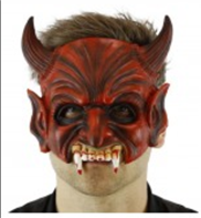 מסכה שטן איכותית מחומר גומי רך על כארד תלייה / 2יחידות במארז