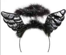 קשת מלאכית האופל שחורה עם כנפיים בשקית PVC עם כארד / 12 יחידות במארז