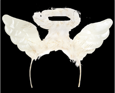 קשת מלאכית לבן עם כנפיים בשקית PVC עם כארד / 12 יחידות במארז