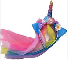 קשת חד קרן צבעוני מפואר פרחים עם בד בשקית PVC עם כארד/ 6 יח