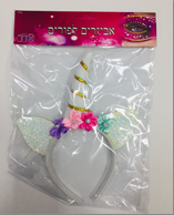 קשת חד קרן פרחים אוזניים חדות בשקית PVC עם כארד/ 6 יח במארז מיקס צבעים