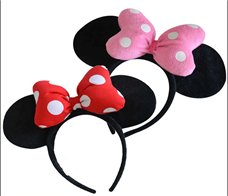 קשת עכבר פפיון  שמן אדום/ורוד בשקית PVC עם כארד/ 6 יח במארז