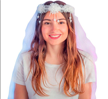 כתר ראש הינומה לכלה פרחים מפואר בשקית PVC עם כארד/ 6 יחידות במארז