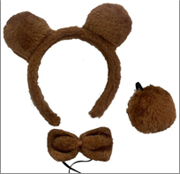 סט דב 3 חלקים קשת זנב ופפיון על כארד/ 6 יחידות במארז