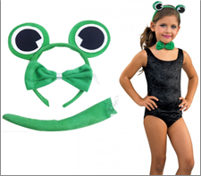 סט צפרדע 3 חלקים קשת זנב ופפיון על כארד/ 6 יחידות במארז