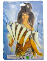 שרשרת שיניים גולגולות אדם קדמון על כארד/ 12 יחידות במארז