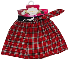 חצאית סקוטית 37 ס"מ כולל עניבה על כארד עם קולב/ 6 יחידות במארז