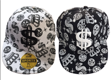 כובע ראפר דולר שחור לבן/ 6 יחידות במארז