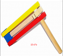 רעשן עץ צבעוני 15 ס"מ בשקית שרינק/ 24 יחידות במארז