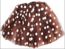 חצאית טוטו 3 שכבות 40 ס"מ חום עם נקודות על כארד וקולב  / 6 יחידות במארז