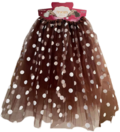 חצאית טוטו 70 ס"מ 3 שכבות 120 חום נקודות עם כארד וקולב  / 6 יחידות במארז