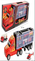 משאית כיבוי אש גוררת 4 כבאיות ואביזרים בקופסא 36 ס"מ