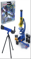 סט מדען כולל מיקרוסקופ טלסקופ ואביזרים בקופסא 43 ס"מ