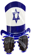 משקפי דגל ישראל עם כובע בשקית עם כארד/ 6 יחידות במארז