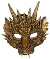 מסכה דרקון זהב/ 2 יחידות במארז