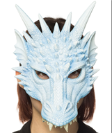 מסכה דרקון לבן תכלת/ 2 יחידות במארז