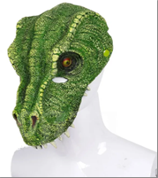 מסכה דינוזאור טי רקס ירוק מחומר PU איכותי על כארד / 2 יחידות במארז