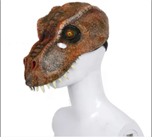 מסכה דינוזאור טי רקס חום מחומר PU איכותי על כארד / 2 יחידות במארז