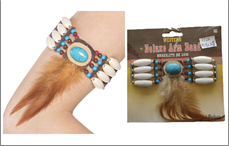 צמיד אינדיאני עם סרט פרווה על כארד/ 6 יחידות במארז