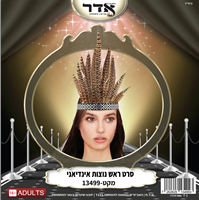 סרט ראש 12 נוצות לאינדיאנית בשקית PVC עם כארד / 6 יחידות במארז