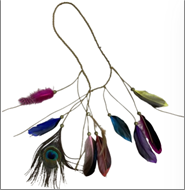 סרט ראש 9 נוצות לאינדיאני עם נוצת טווס על כארד/ 6 יחידות במארז