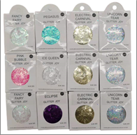 גליטר נצנצים כוכבים לבבות מיקס צבעים על כארד/ 12 יחידות במארז