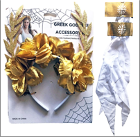 קשת פרחים מפוארת לאלה יווניה כולל הינומה על כארד/ 6 יחידות במארז