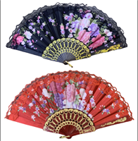 מניפה תחרה פרחים מיקס שחור אדום בשקית/ 6 יחידות במארז