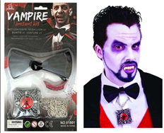 סט ערפד בבליסטר כולל שרשרת יהלום שיניים ופפיון/ 6 יחידות במארז