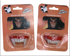 שיניים לערפד עם ניבים ארוכים מיקס 2 דגמים על כארד/ 24 יחידות במארז