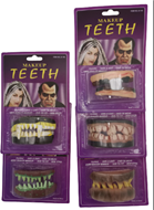 שיניים מפלצות זומבי ערפד עם ניבים מיקס 5 דגמים על כארד/ 12 יחידות במארז